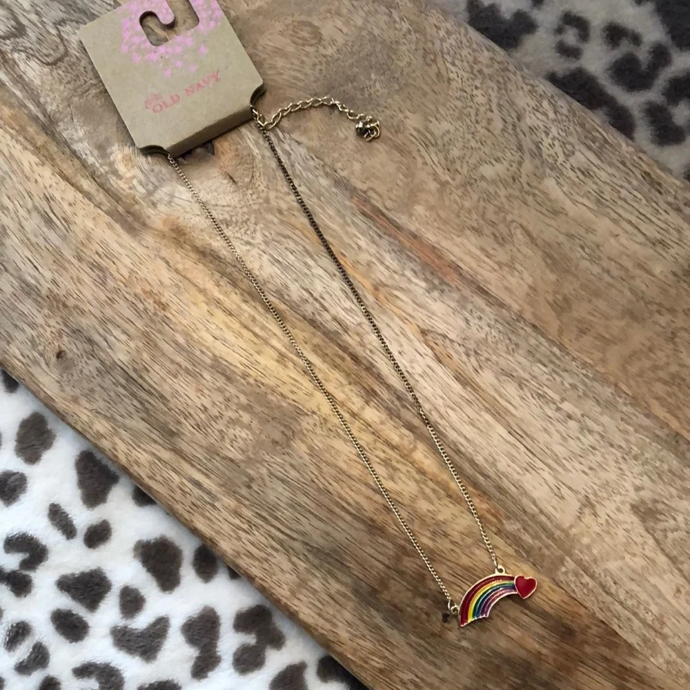 Old Navy Gold Rainbow Heart Necklace